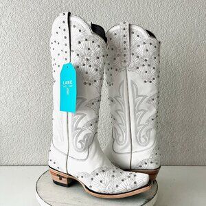 Lane Calypso White Cowboy Boots Western Cowgirl Snip Toe Tall Womens Size 7